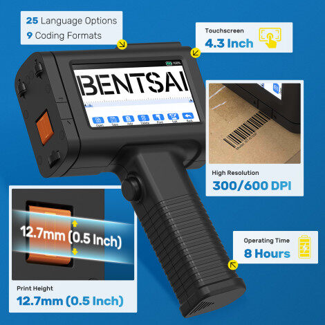 BENTSAI BT-HH6105F Handheld Inkjet Printer (Upgraded Model of BT-HH6105B2 B3)