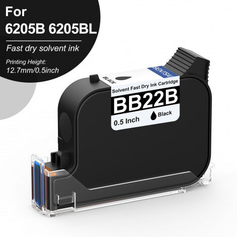 BENTSAI Original BB22B Black Solvent Fast Dry Ink Cartridge for 6105F 6205B 6205BL Handheld Printer - 1 Pack