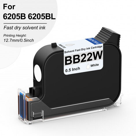 BENTSAI BB22W White Original Solvent Fast Dry Ink Cartridge for 6205B 6205BL Handheld Printer - 1 Pack