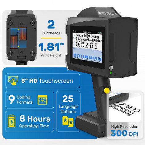 Bentsai B40 Handheld Inkjet Printer for Large Character Marking at 46mm Print Height