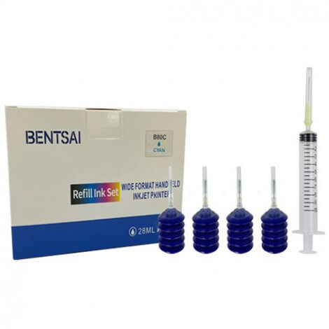 BENTSAI HFE-2001 Cyan Water Based Refill Ink for 6210, B40, B30 B80 Handheld Printer, 4 Packs 