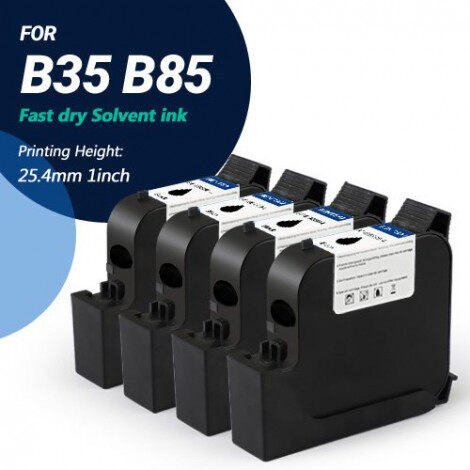 BENTSAI EB22B-L Black Fast Dry Ink Cartridge for 6210, B35, B45, B85 Handheld Printer - 4 Pcs
