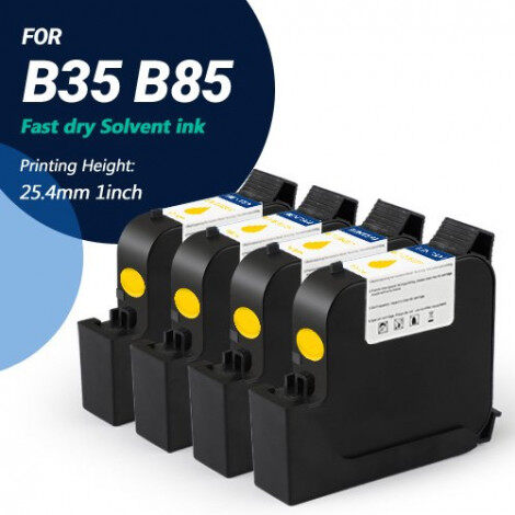 BENTSAI EB22Y Yellow Solvent Fast Dry Ink for BT-HH6210, B35, B45, B85 Printer - 4 Packs