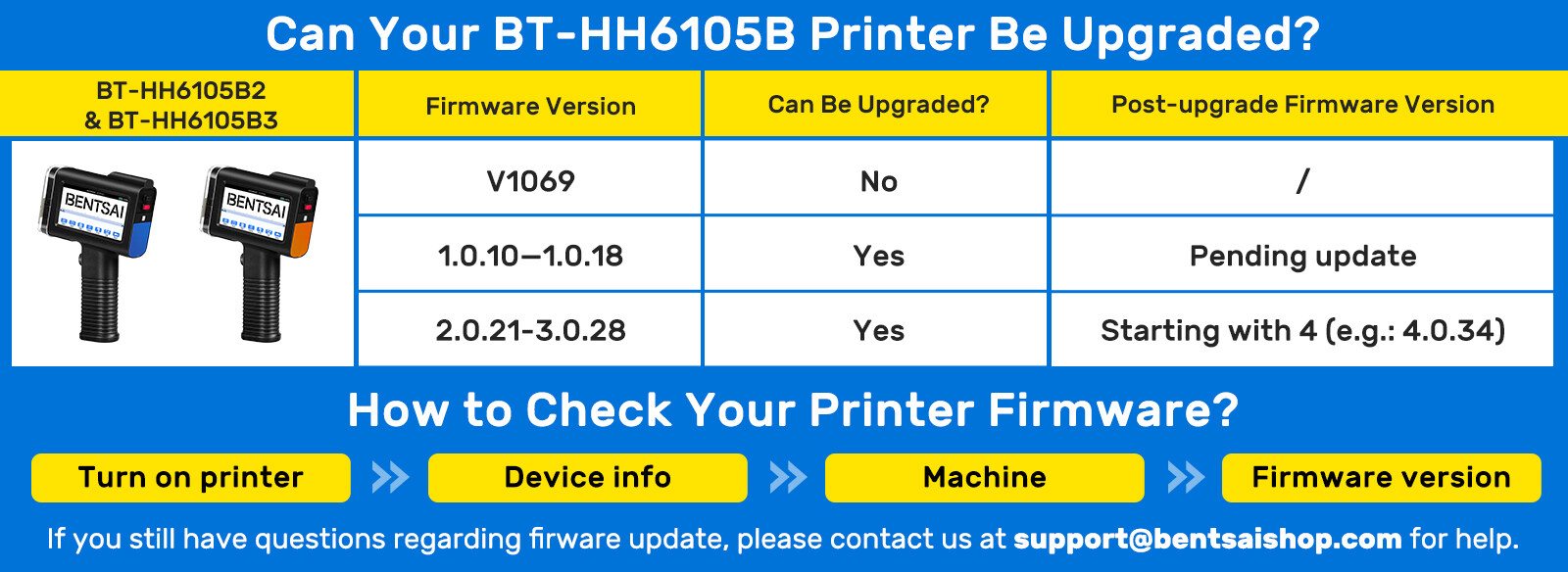 BENTSAI 6105 series printer firmware update guide