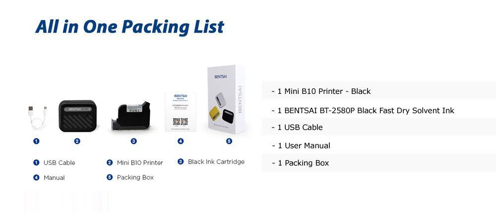 BENTSAI B10 Pack list