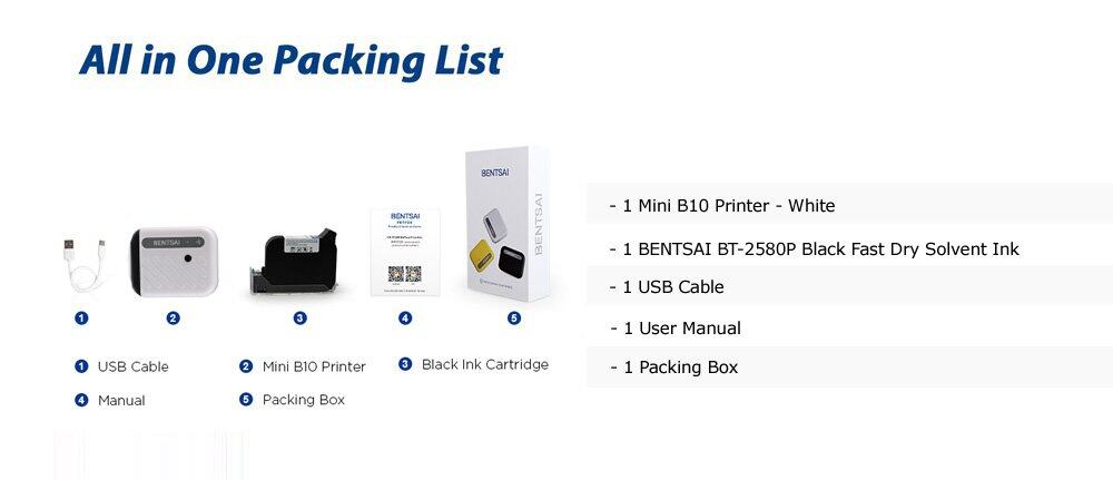 Packing list for BENTSAI B10 White
