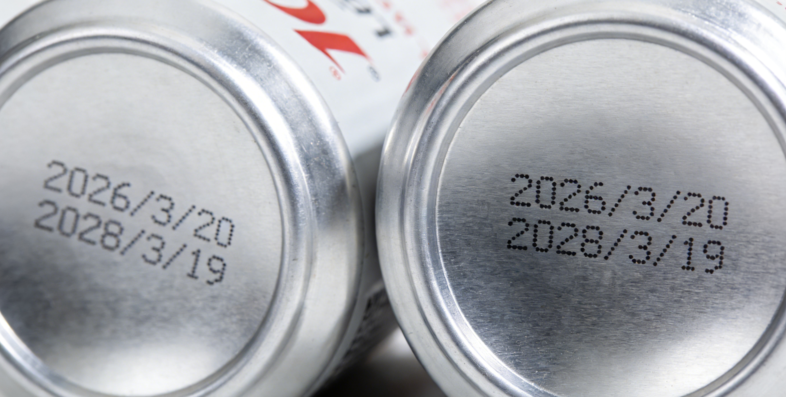 High-speed printing of expiration dates on soft drink cans