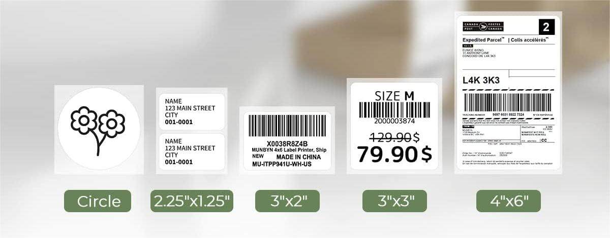 Thermal label in different size and shape