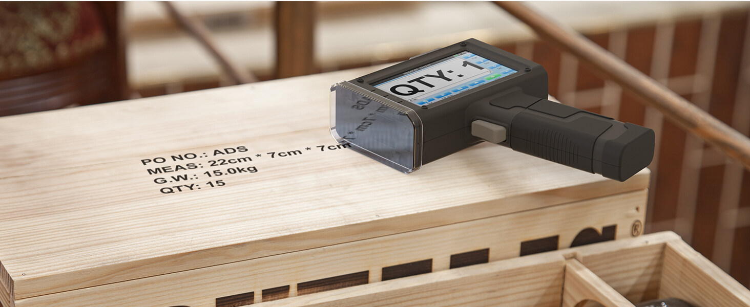 Coding wood using a portable handheld inkjet printer