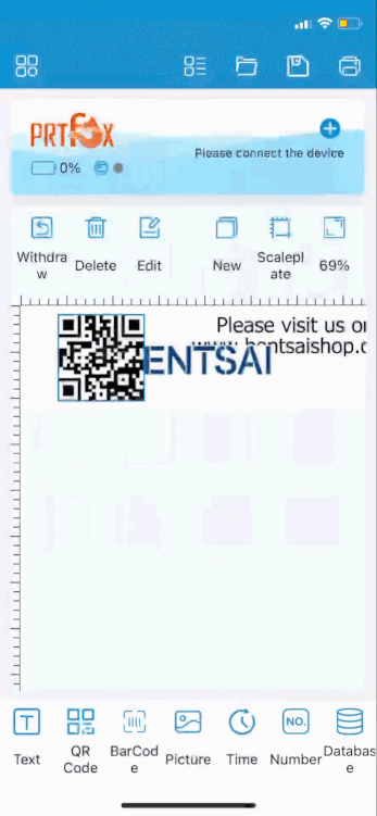 App controlled B10 mini handheld printer