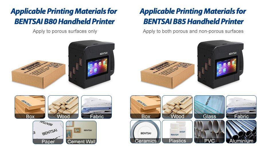 applicable printing materials for B80 and B85
