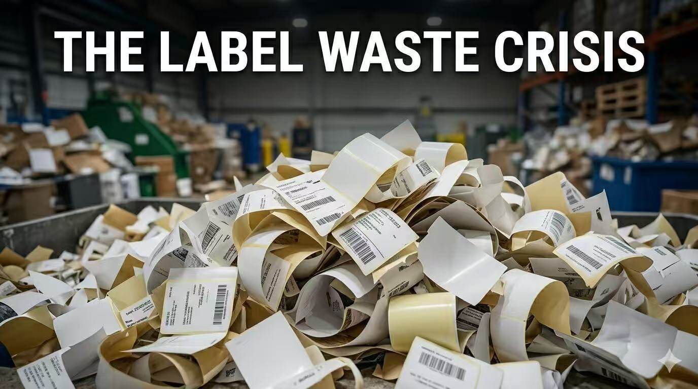 Non-recyclable release paper waste generated by traditional self-adhesive shipping labels