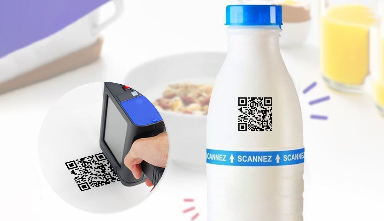 QR Code on plastic milk bottle