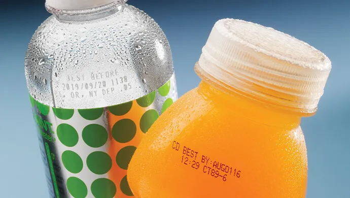 Inkjet printing on plastic orange juice bottle